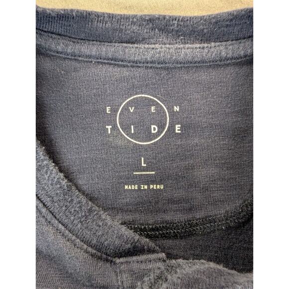 Even Tide Henley Shirt Large Men's Long Sleeve T-Shirt 100% Cotton Tee Navy - Picture 3 of 10